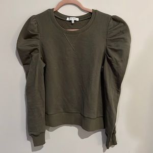 Rebecca Minkoff olive green puff sleeve sweater size M